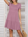 Round Neck Short Sleeve Tee Dress • More Colors