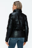 Pocketed Zip Up Faux Leather Jacket