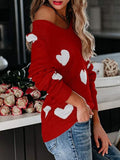 Heart Scoop Neck Long Sleeve Sweater • More Colors