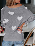 Heart Scoop Neck Long Sleeve Sweater • More Colors