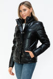 Pocketed Zip Up Faux Leather Jacket