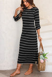 Slit Striped Round Neck Midi Dress • More Colors