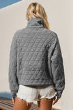 Double Take Half Zip Long Sleeve Quilted Sweatshirt with Pocket • More Colors