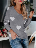 Heart Scoop Neck Long Sleeve Sweater • More Colors