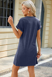 Heathered Round Neck Short Sleeve Dress • More Colors