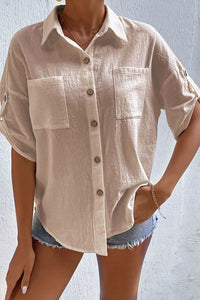 Roll-Tab Sleeve Shirt with Pockets • More Colors