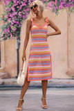 Striped Tie Shoulder Split Cover Up Dress • More Colors