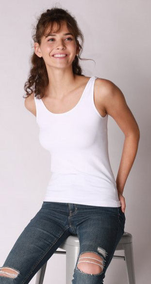 Comfort Stretch Tank/Waist Length - White